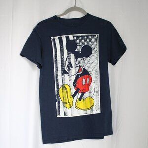 Disney Unisex & Age Classic Mickey Mouse American Flag Navy T-Shirt 100% Cotton